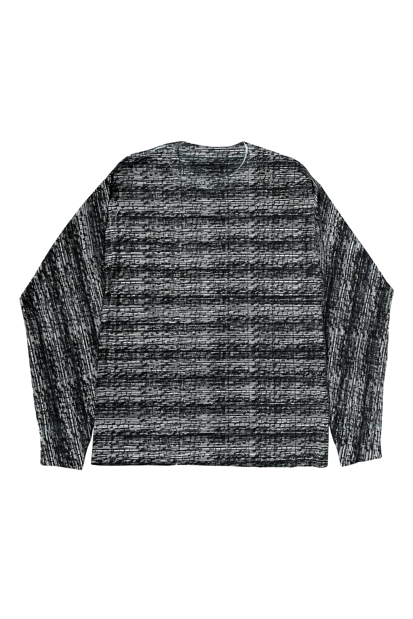 Black and gray striped sweater on a white background