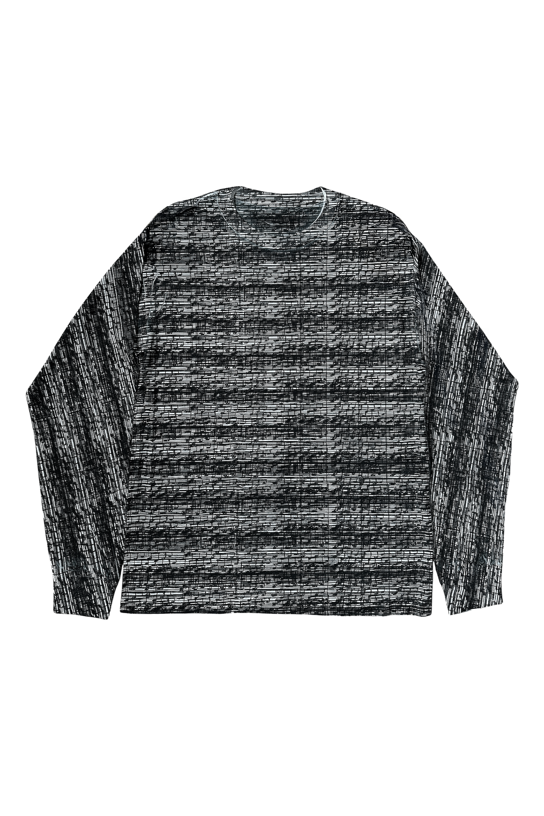 Black and gray striped sweater on a white background